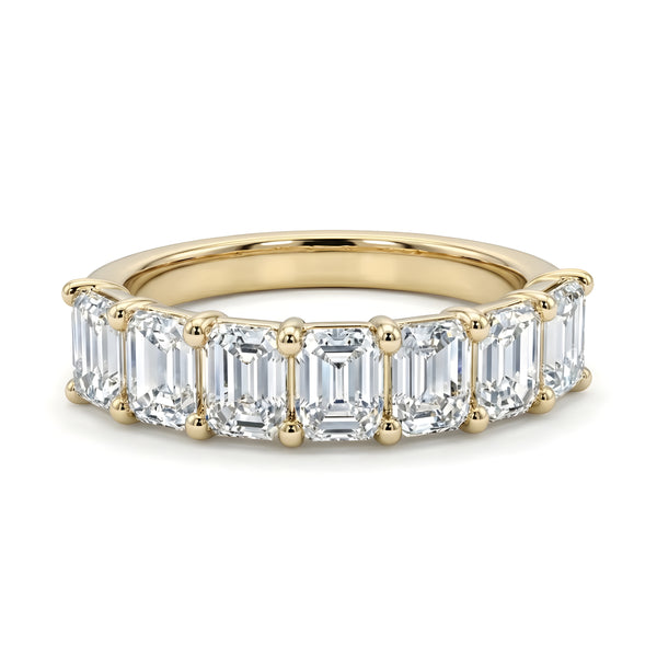 Seven Stone Classic Basket Emerald Ring - 3 ctw