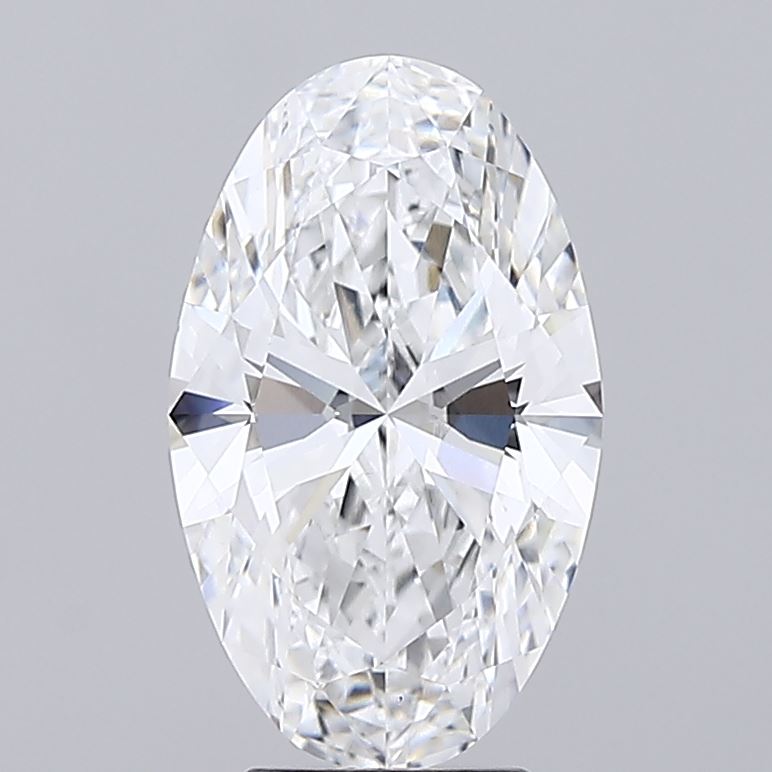 4.02 Oval-cut diamond with intricate facets, beautifully reflecting light. The gem rests against a neutral gray background, highlighting its clarity and sparkle.
