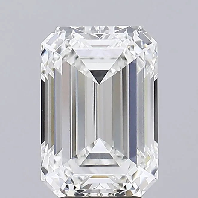 4.87 A sparkling emerald cut diamond showcases brilliant facets