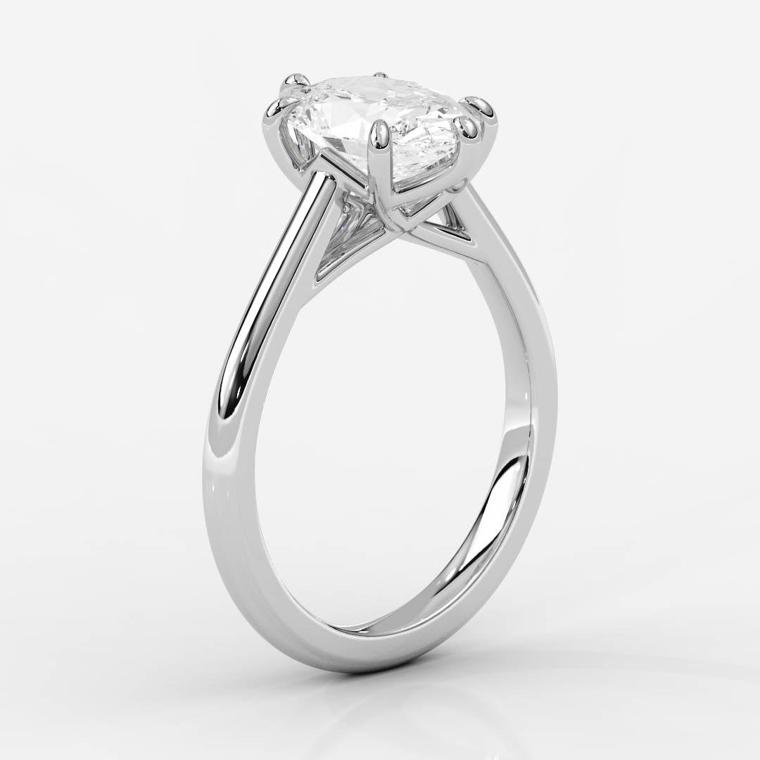 Tapered Cathedral Setting engagement ring with solitaire diamond in elegant tapered cathedral setting crafted from premium metal