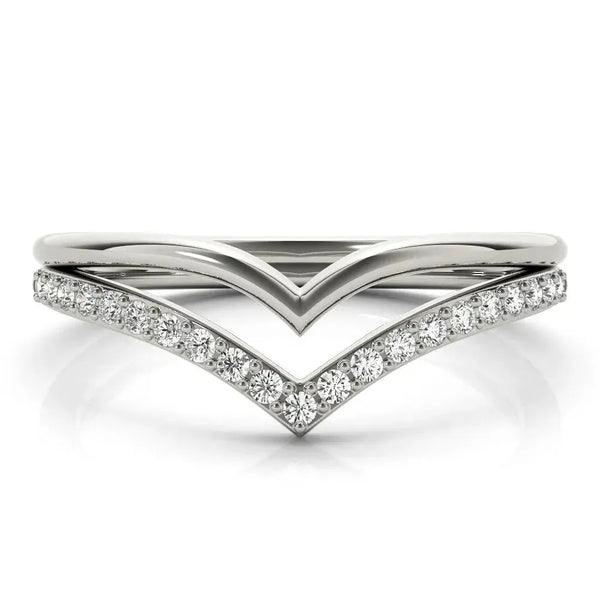 Double Chevron Diamond Wedding Band