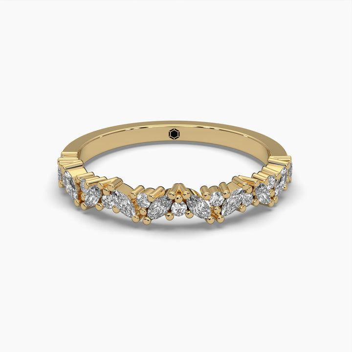 0.4ctw Marquise and Round Lab Grown Diamond Fashion Wedding Ring | 14k Gold