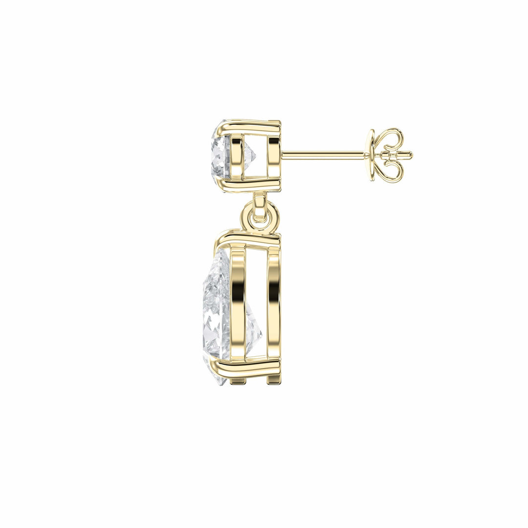 5ct lab grown diamond drop earrings in 14k yellow gold with certified brilliance and elegant design