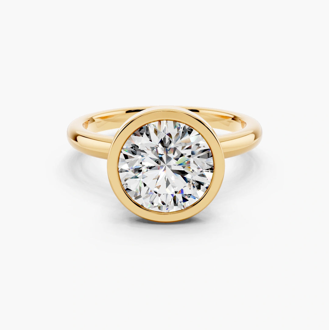 Round yellow gold setting, face up view