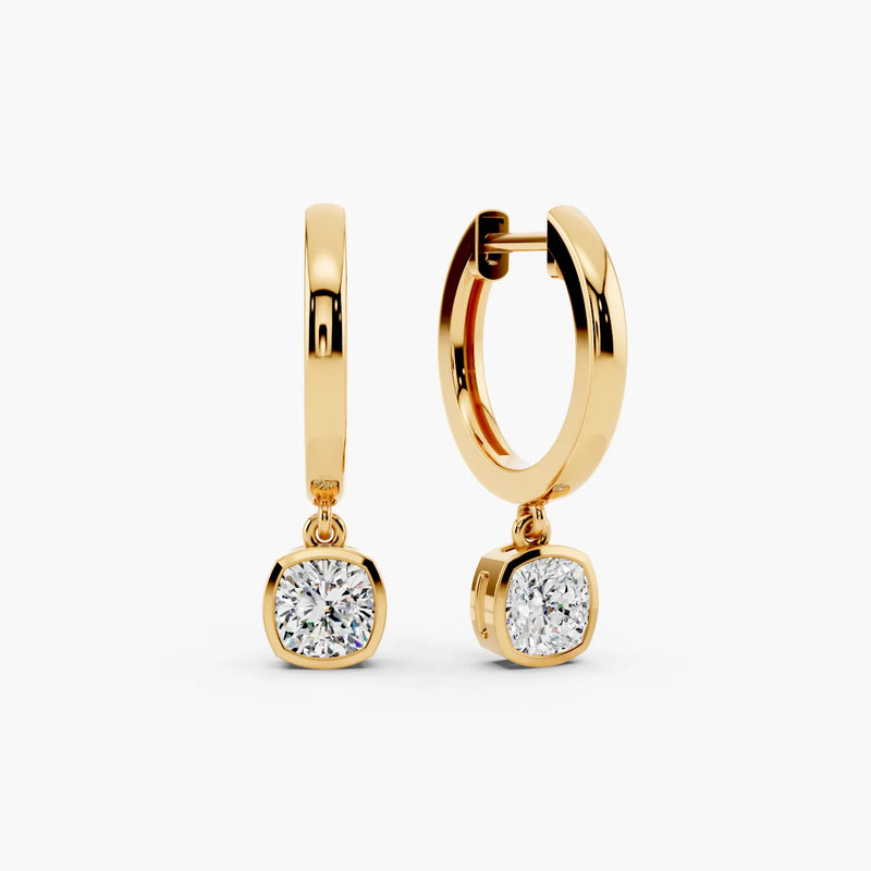 1ct Cushion Bezel Lab-Grown Diamond Hoop Earrings