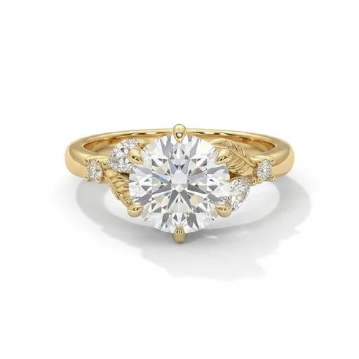 Blossom Setting Round Yellow Gold Front
