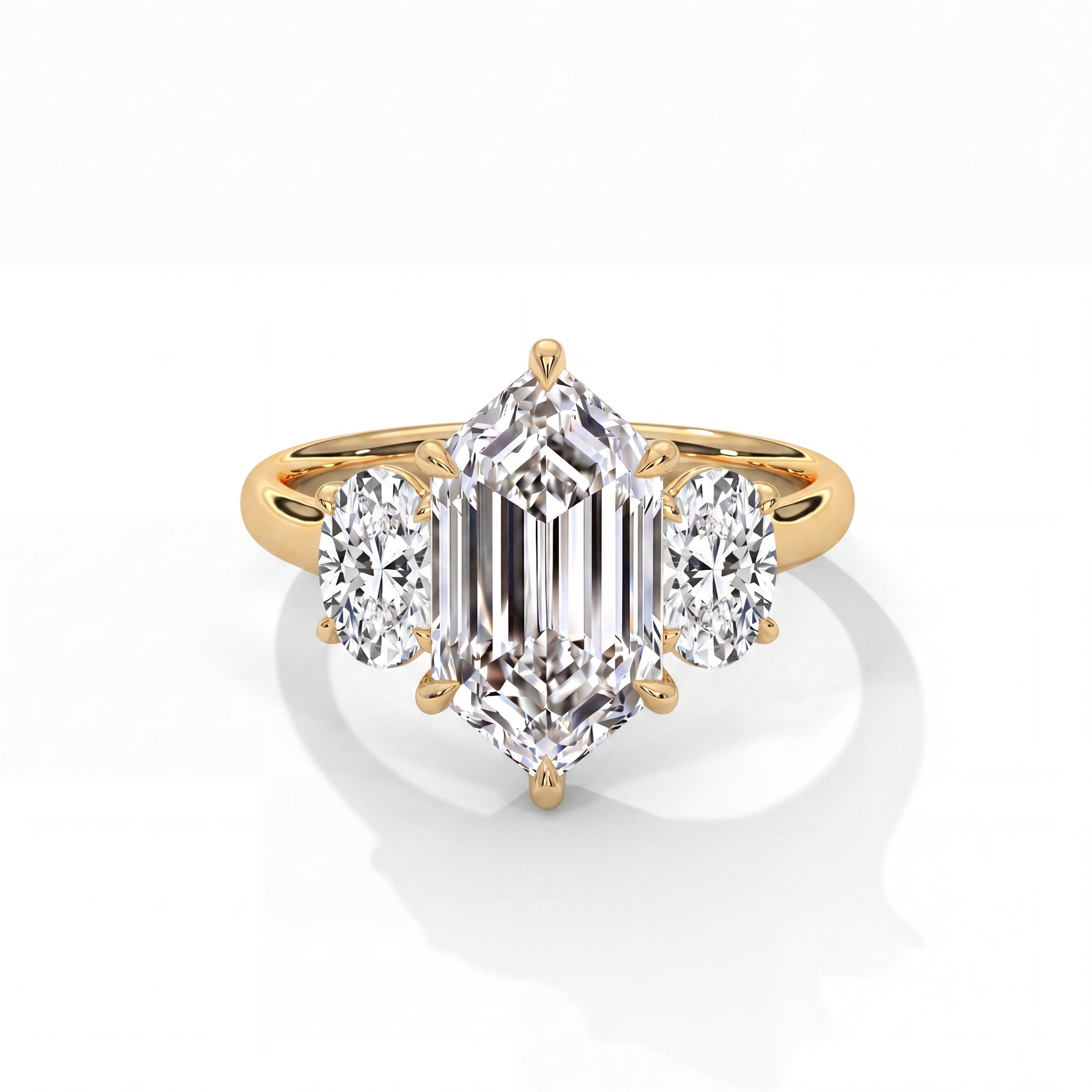 14k Yellow Gold / Elongated Hexagon