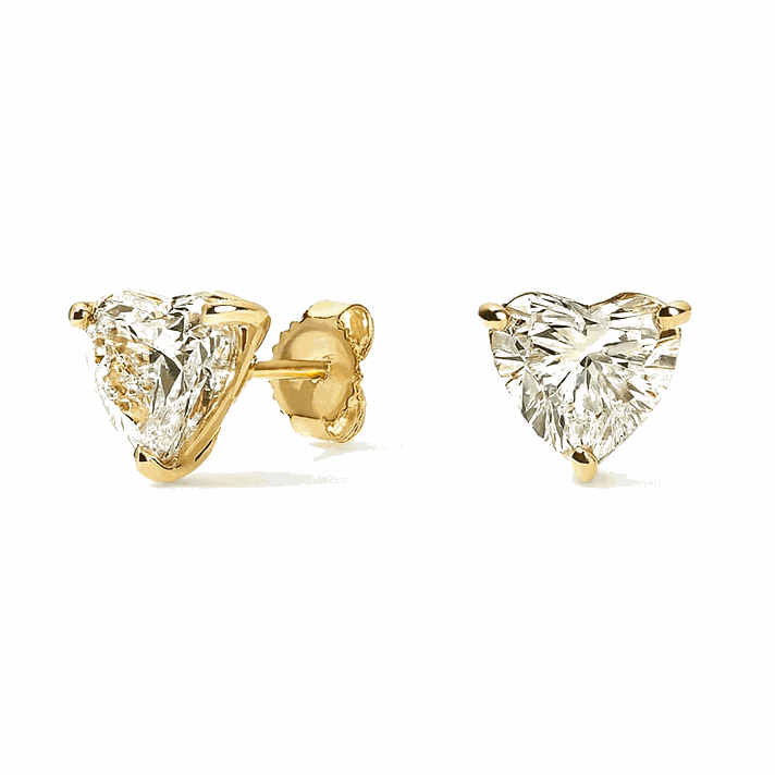 Heart 3-Prong Lab-Grown Diamond Stud Earrings