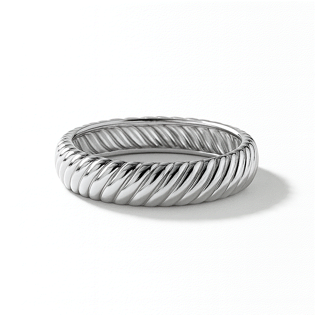 The Verona Band silver twisted design ring with polished finish and comfort fit interior