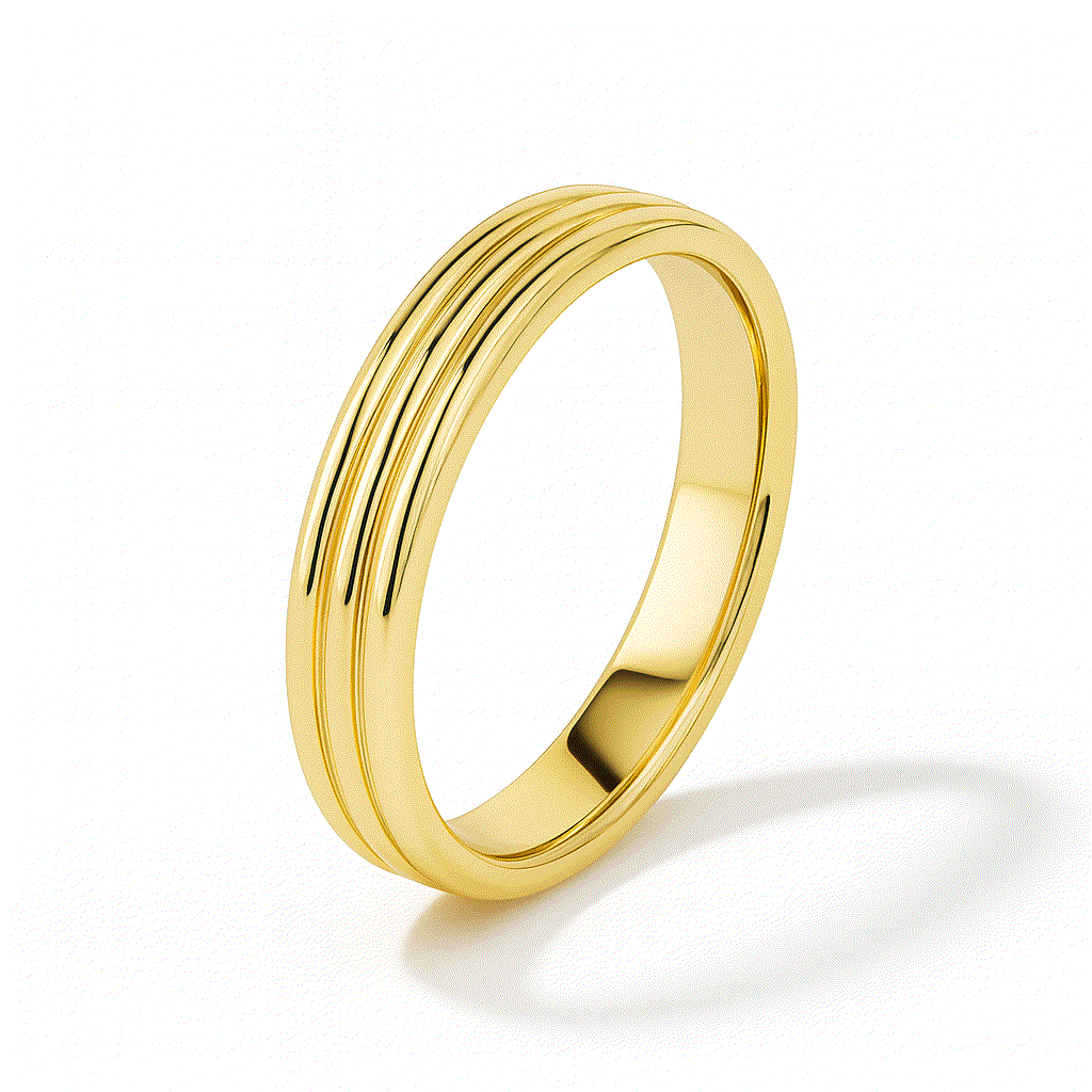 Elegant gold Eternal Lines Wedding Band with sleek, stackable design and polished finish for timeless luxury and everyday comfort
