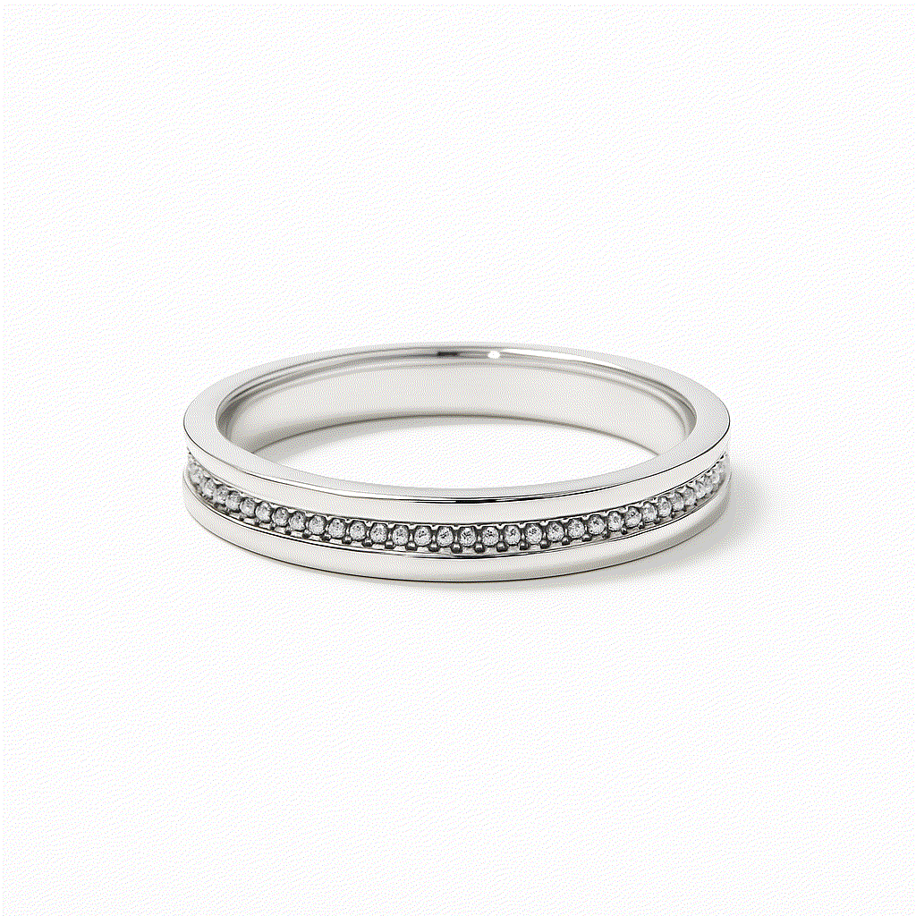Eternal Bead wedding band with delicate bead detailing in polished metal