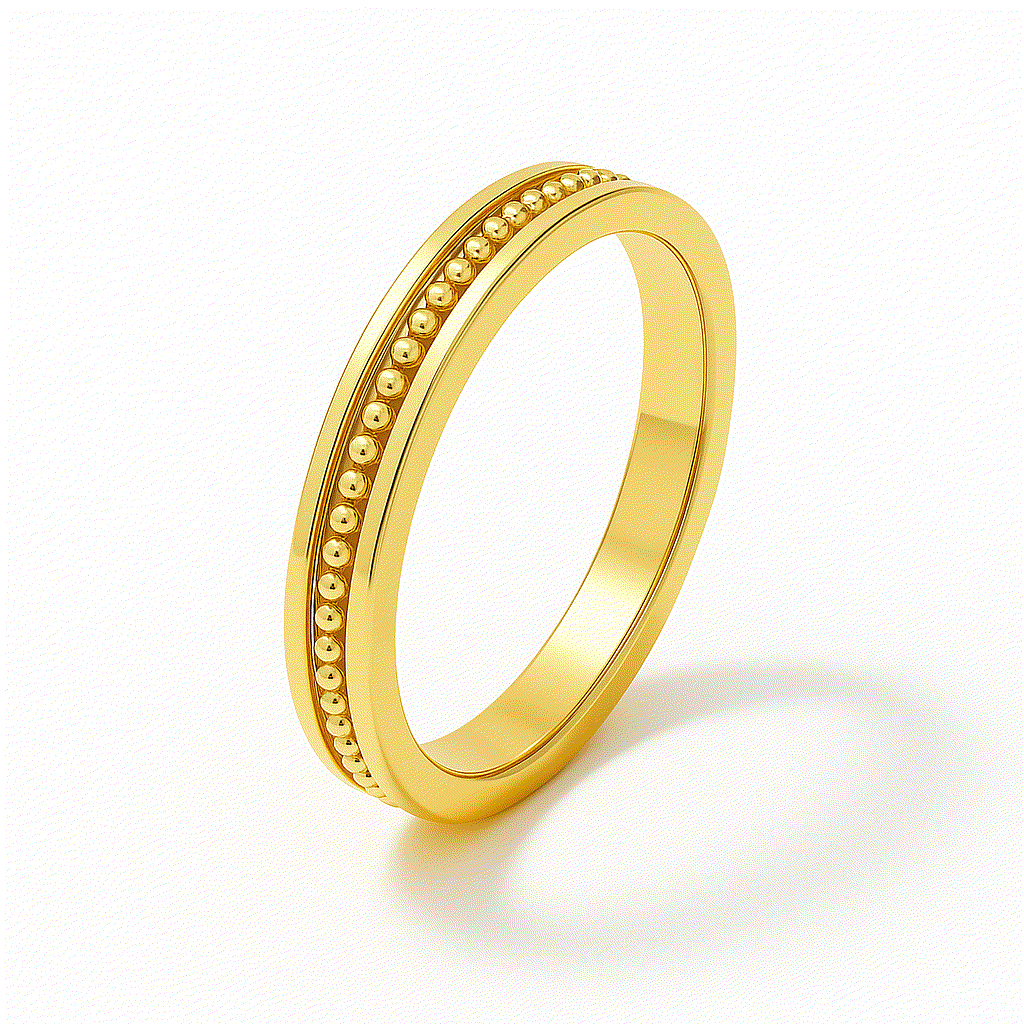 Gold Eternal Bead wedding band with beaded detailing