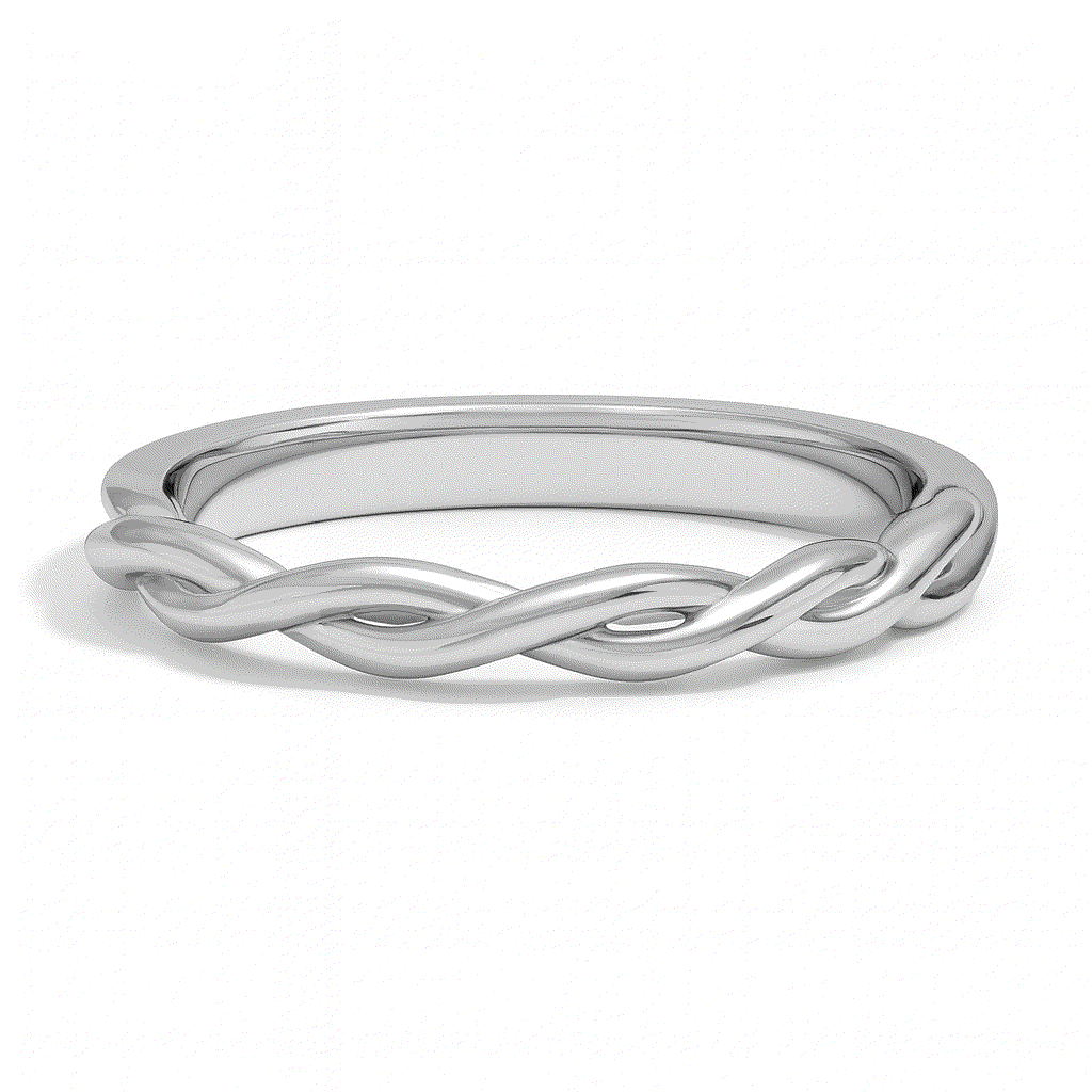 Vine Twist Wedding Band with elegant twisted vine design in polished silver metal for a unique and comfortable fit