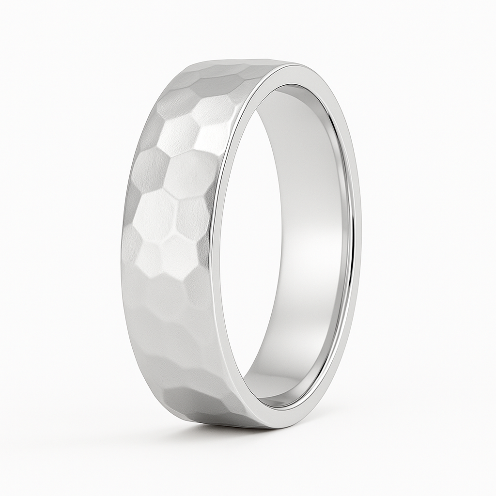 5mm Hammered Straight Wedding Band