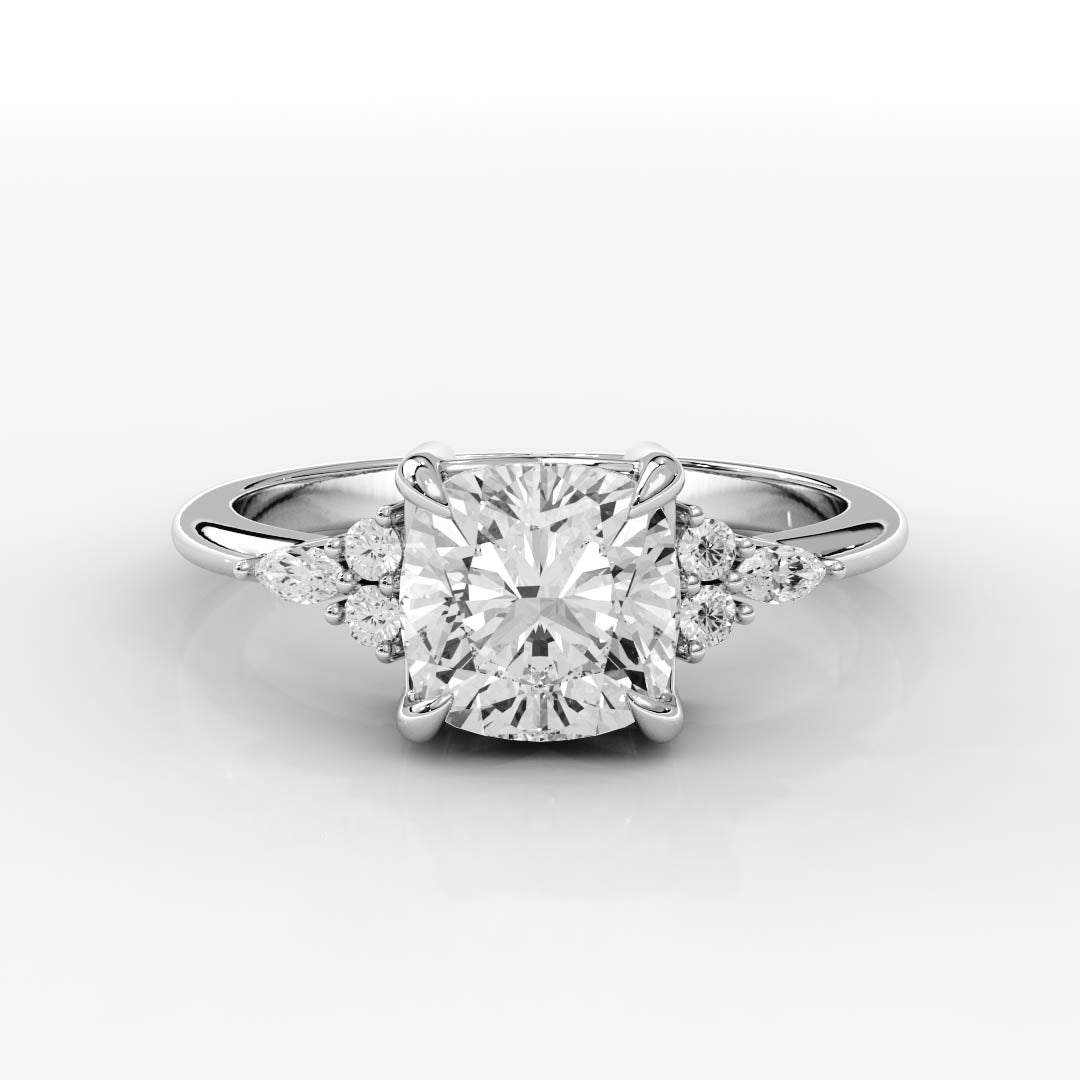 14k White Gold / Cushion