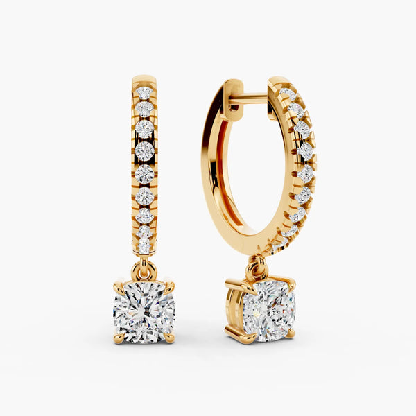 1.2ct Cushion Pavé Lab-Grown Diamond Hoop Earrings