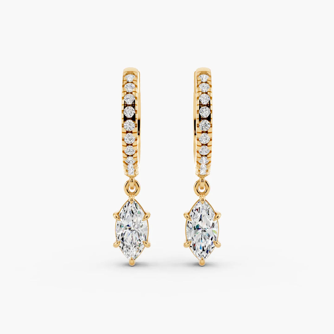 Marquise Pavé Lab-Grown Diamond Hoop Earrings in 14k yellow gold