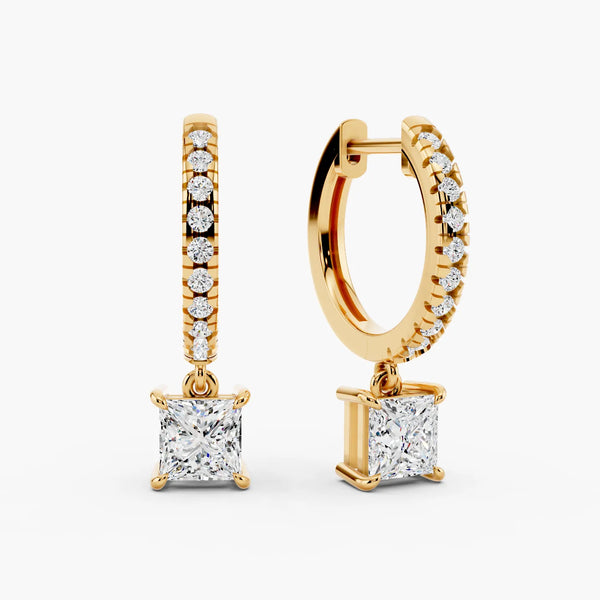 1.2ct Princess Pavé Lab-Grown Diamond Hoop Earrings