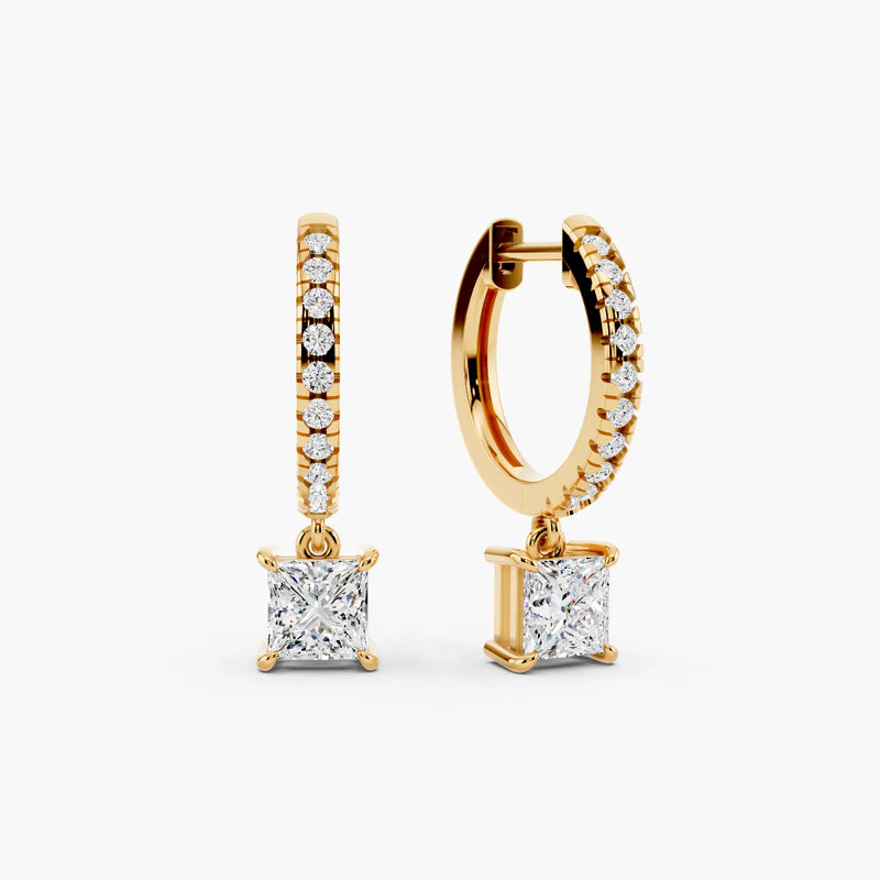 1.2ct Princess Pavé Lab-Grown Diamond Hoop Earrings