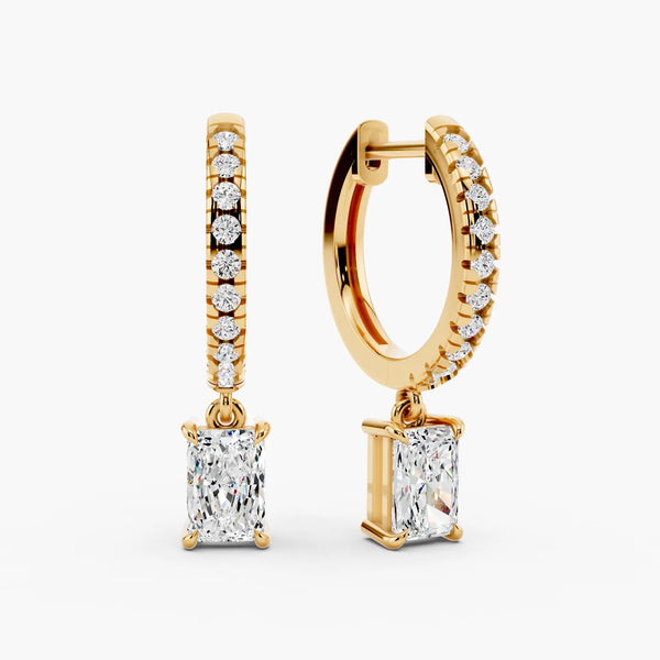 1.2ct Radiant Pavé Lab-Grown Diamond Hoop Earrings