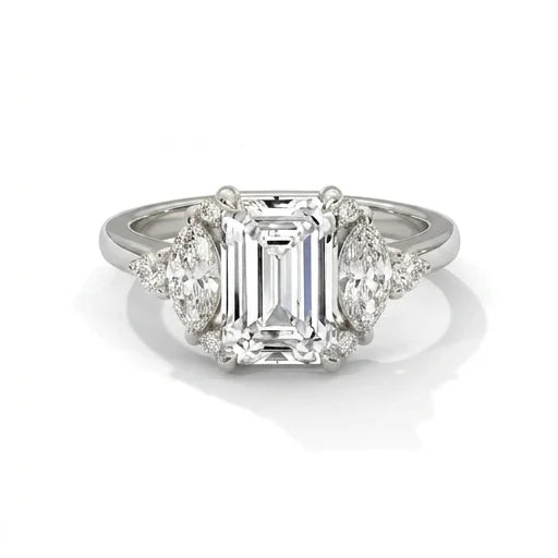 Diora Setting Emerald White Gold Front