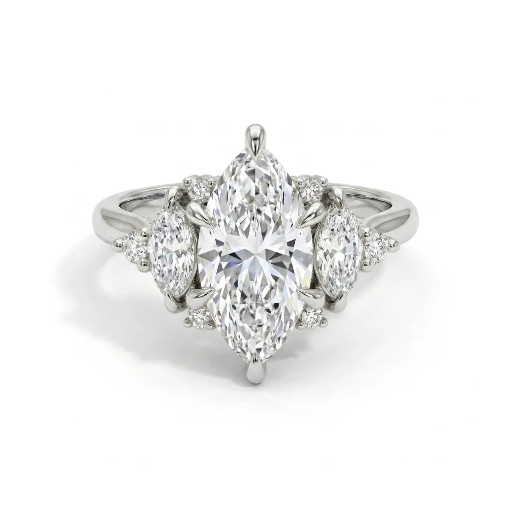 Diora Setting Marquise White Gold Front