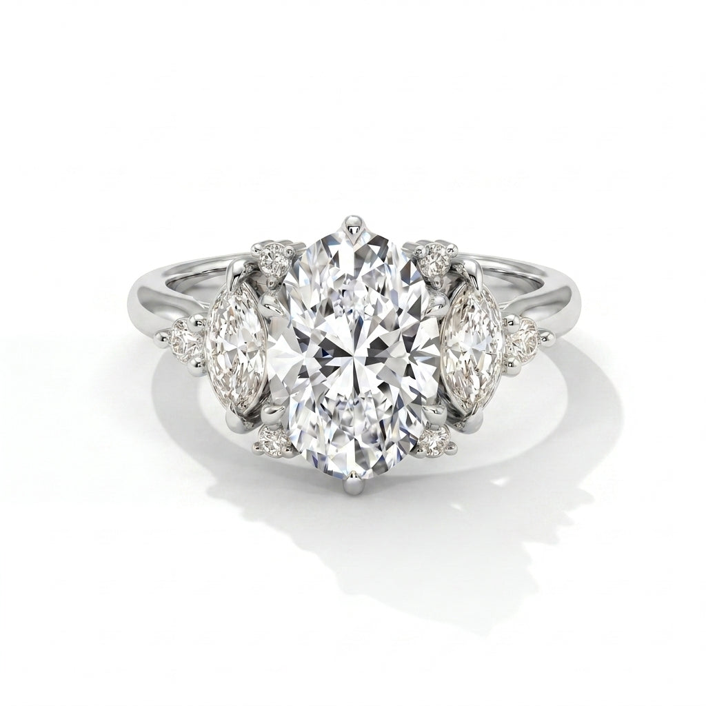 Diora Setting Oval White Gold Front
