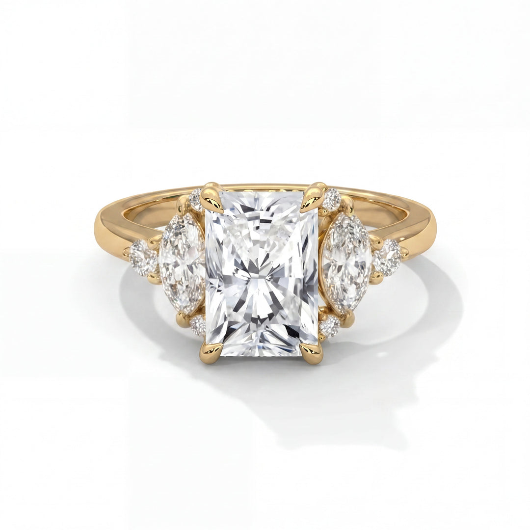 Diora Setting Radiant Yellow Gold Front