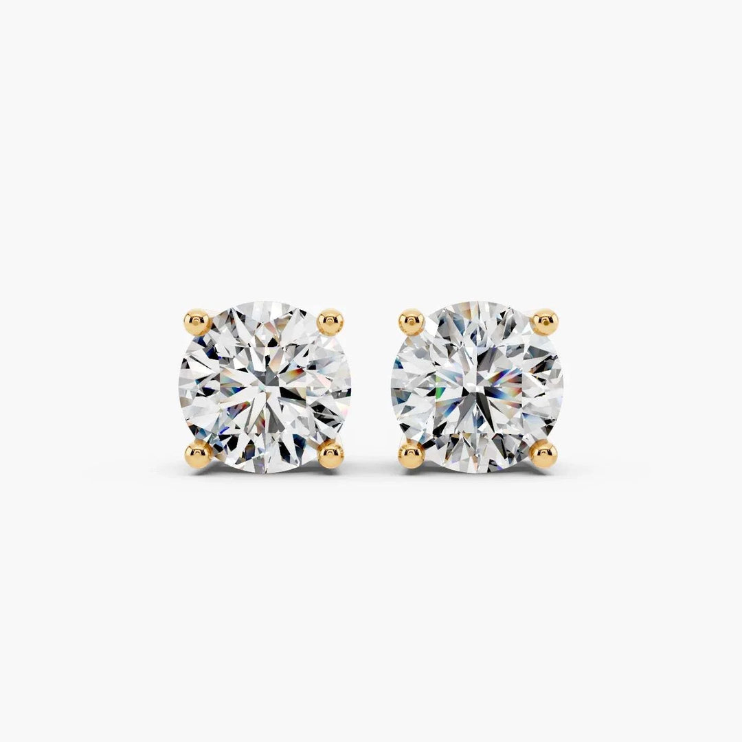 Round 4-Prong Lab-Grown Diamond Stud Earrings in 14k yellow gold