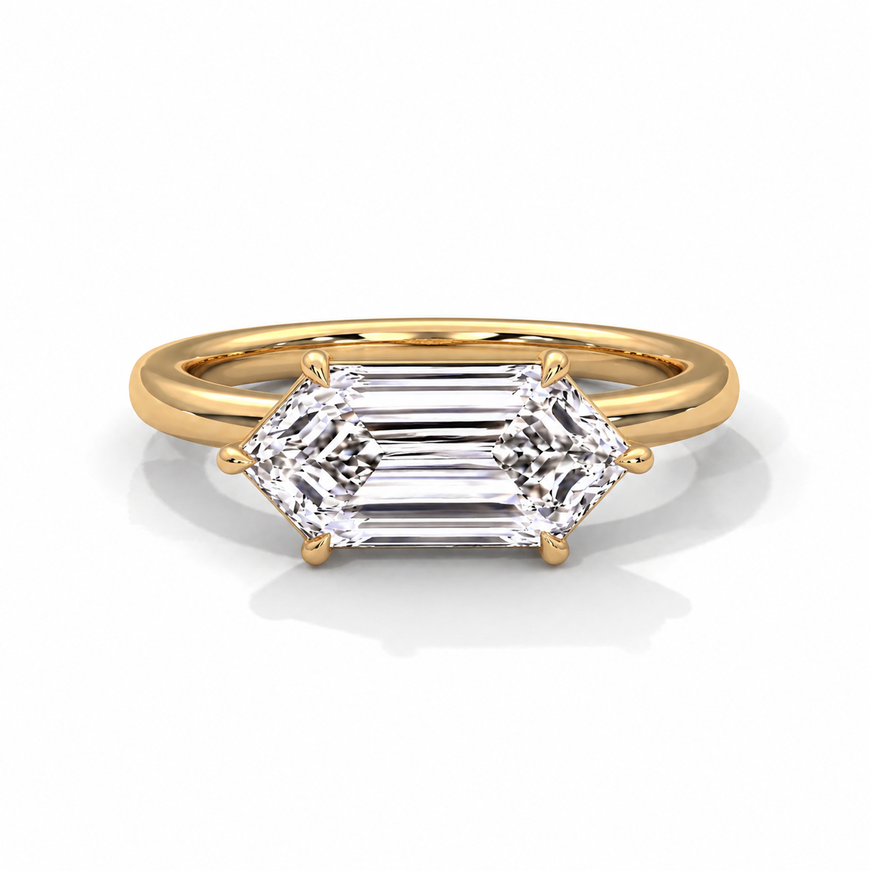 14k Yellow Gold / Elongated Hexagon