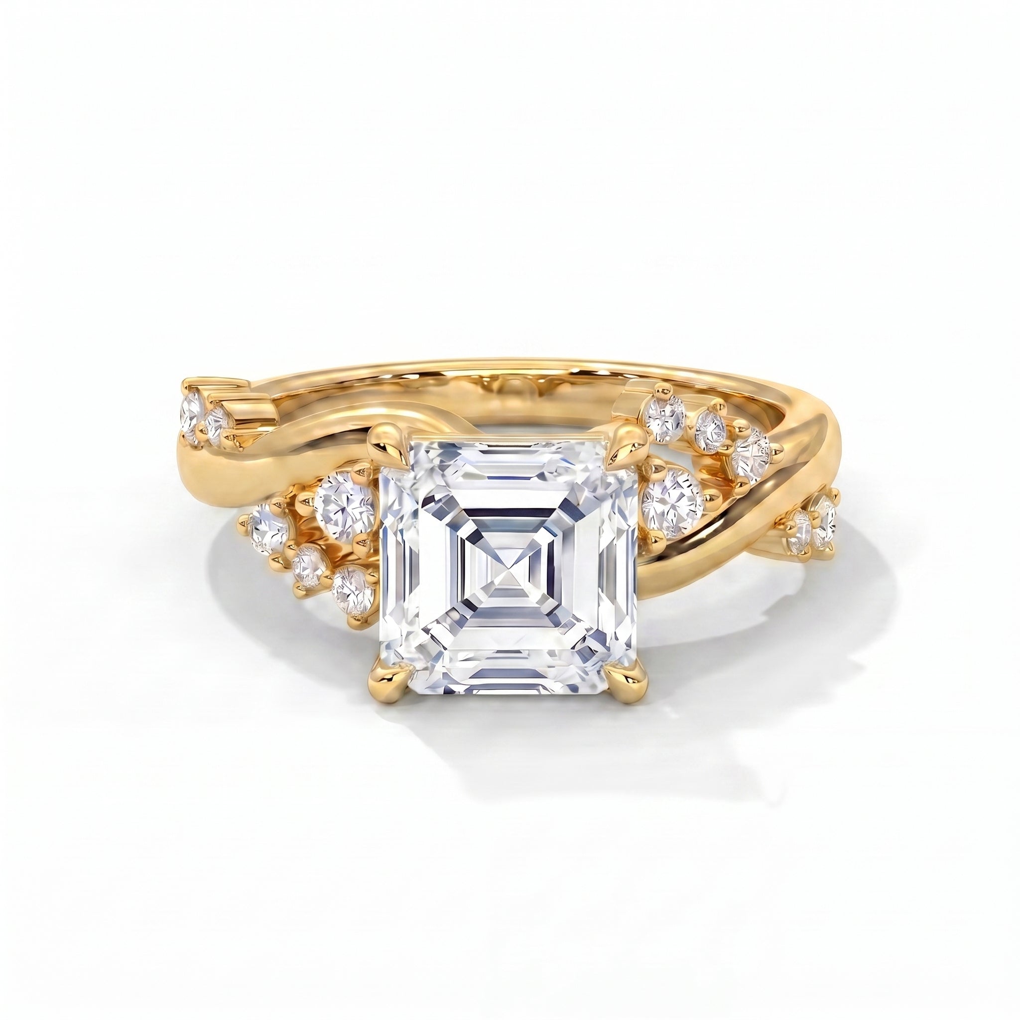 14k Yellow Gold / Asscher