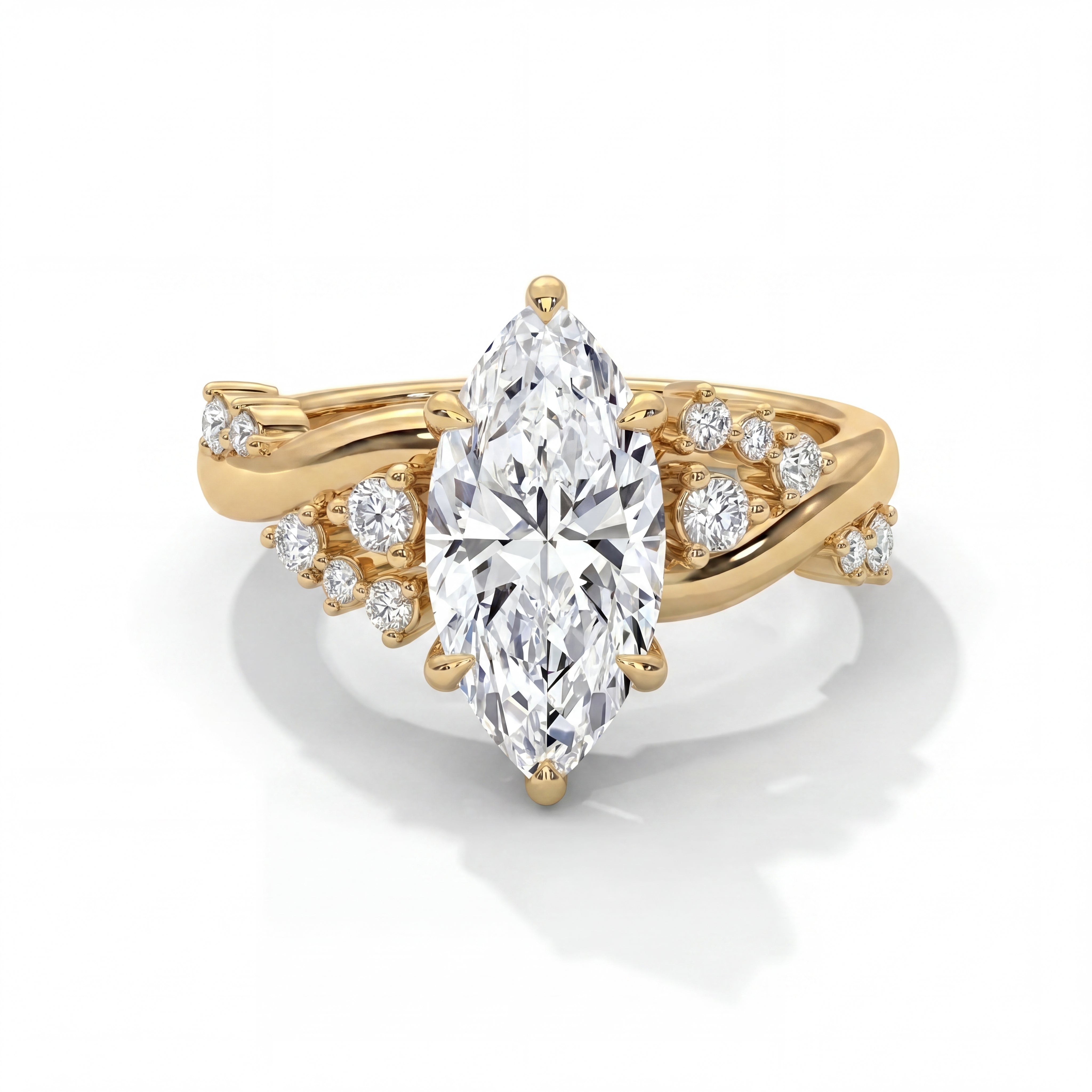 14k Yellow Gold / Marquise
