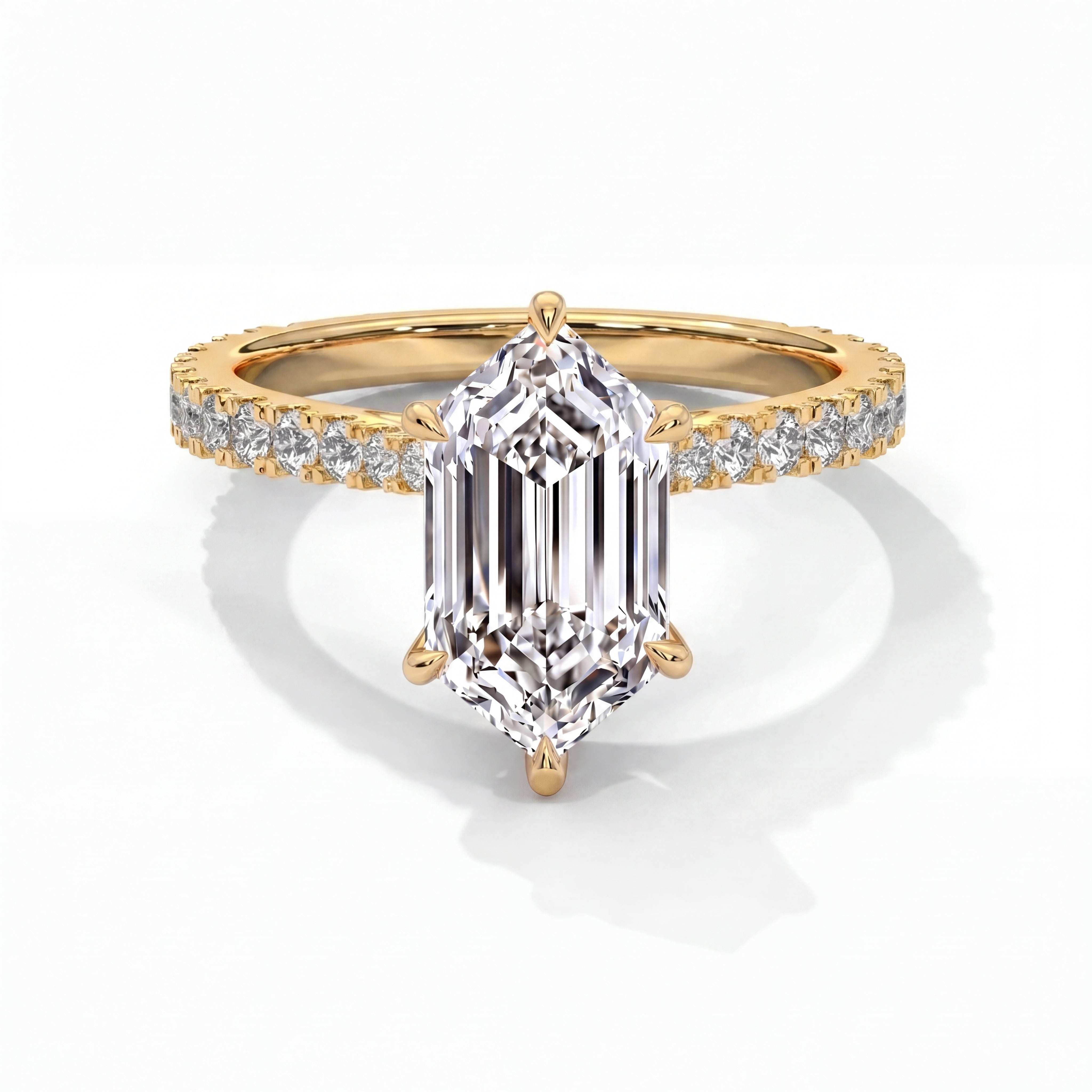 14k Yellow Gold / Elongated Hexagon