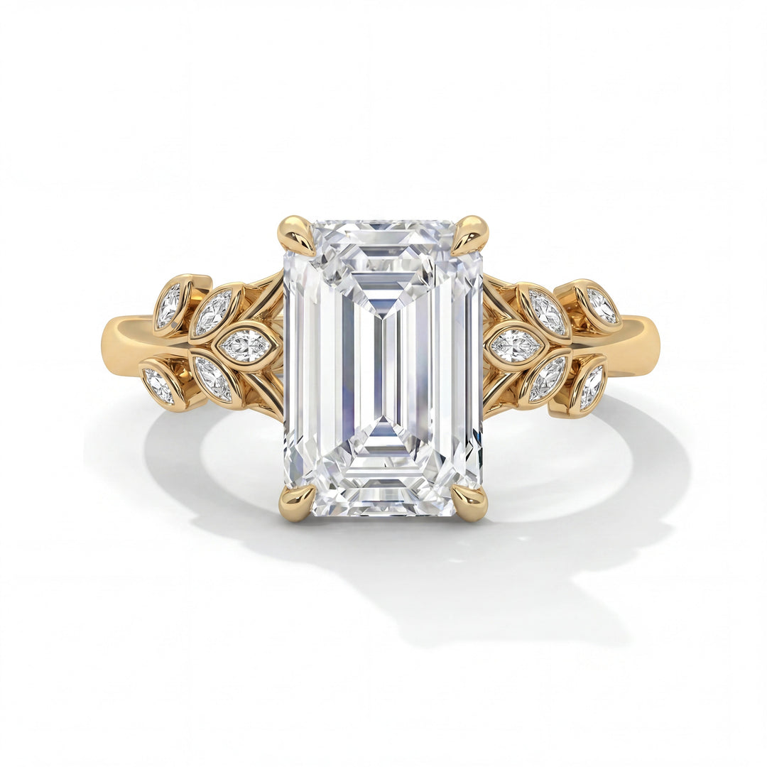 Florence Setting Emerald Yellow Gold front