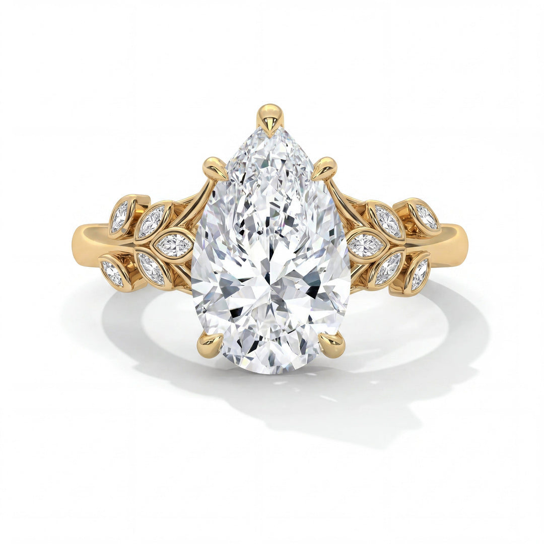 Florence Setting Pear Yellow Gold front