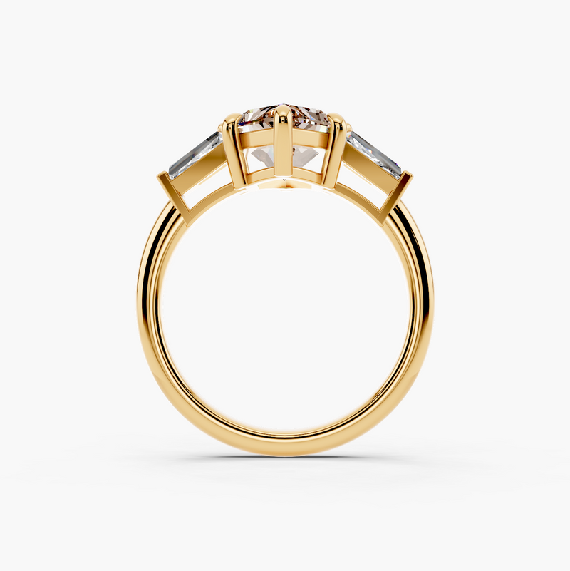 Three Stone Tapered Baguette Diamond Champagne Setting