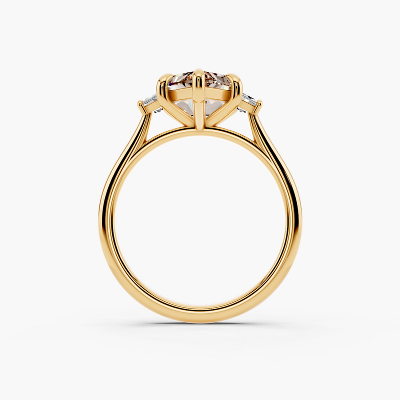 Three Stone Brilliant Trapezoid Champagne Setting