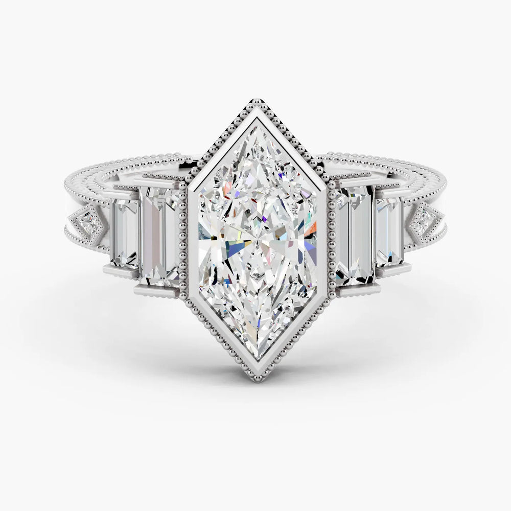 Gala Setting Dutch Marquise cut engagement ring in white gold