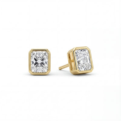 Radiant Bezel Lab Grown Diamond Stud Earrings - 0.5ctw