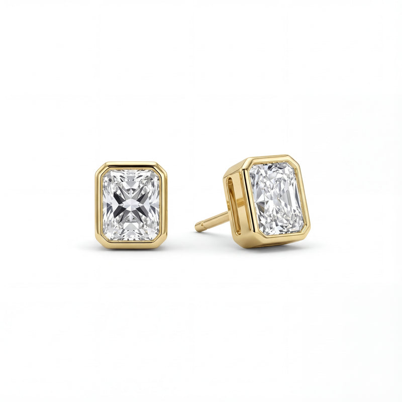 Radiant Bezel Lab-Grown Diamond Stud Earrings