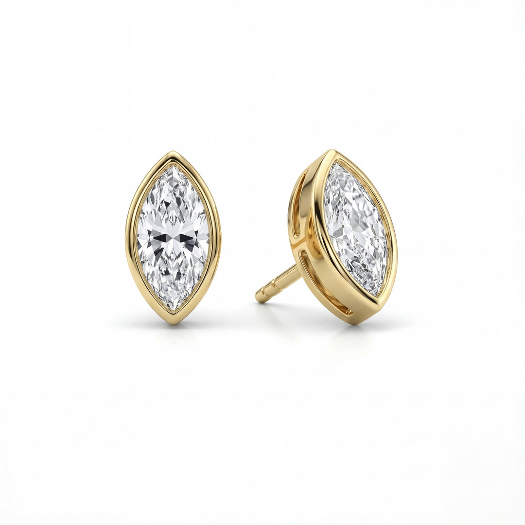 Marquise Bezel Lab Grown Diamond Stud Earrings
