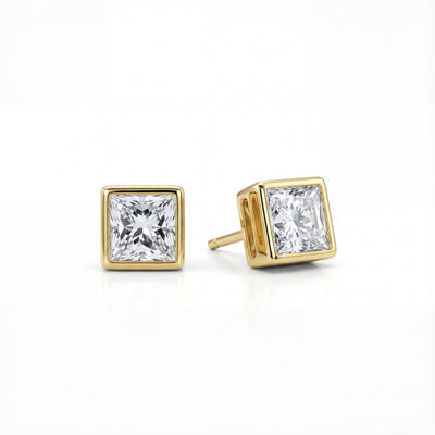 Princess Bezel Lab Grown Diamond Stud Earrings - 0.5ctw