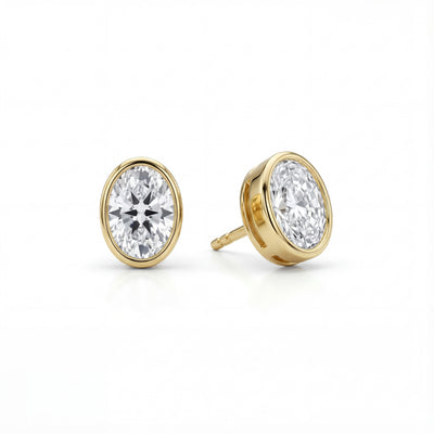 Oval Bezel Lab Grown Diamond Stud Earrings - 0.5ctw