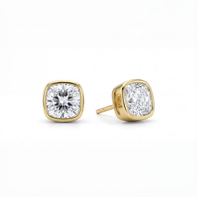 Cushion Bezel Lab Grown Diamond Stud Earrings - 0.5ctw