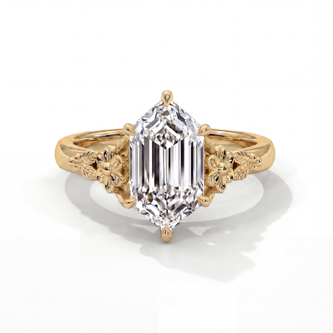 Ivy Setting Elongated Hexagon Yellow Gold