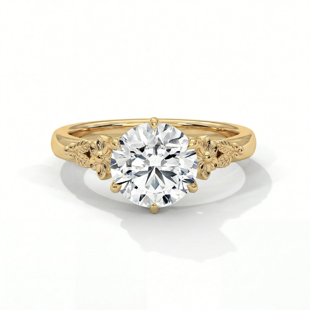 14k Yellow Gold / Round