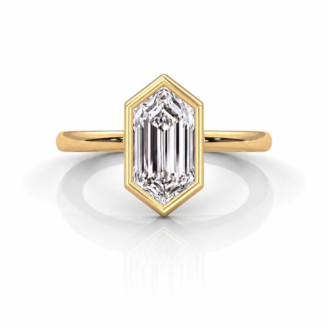 14k Yellow Gold / Elongated Hexagon