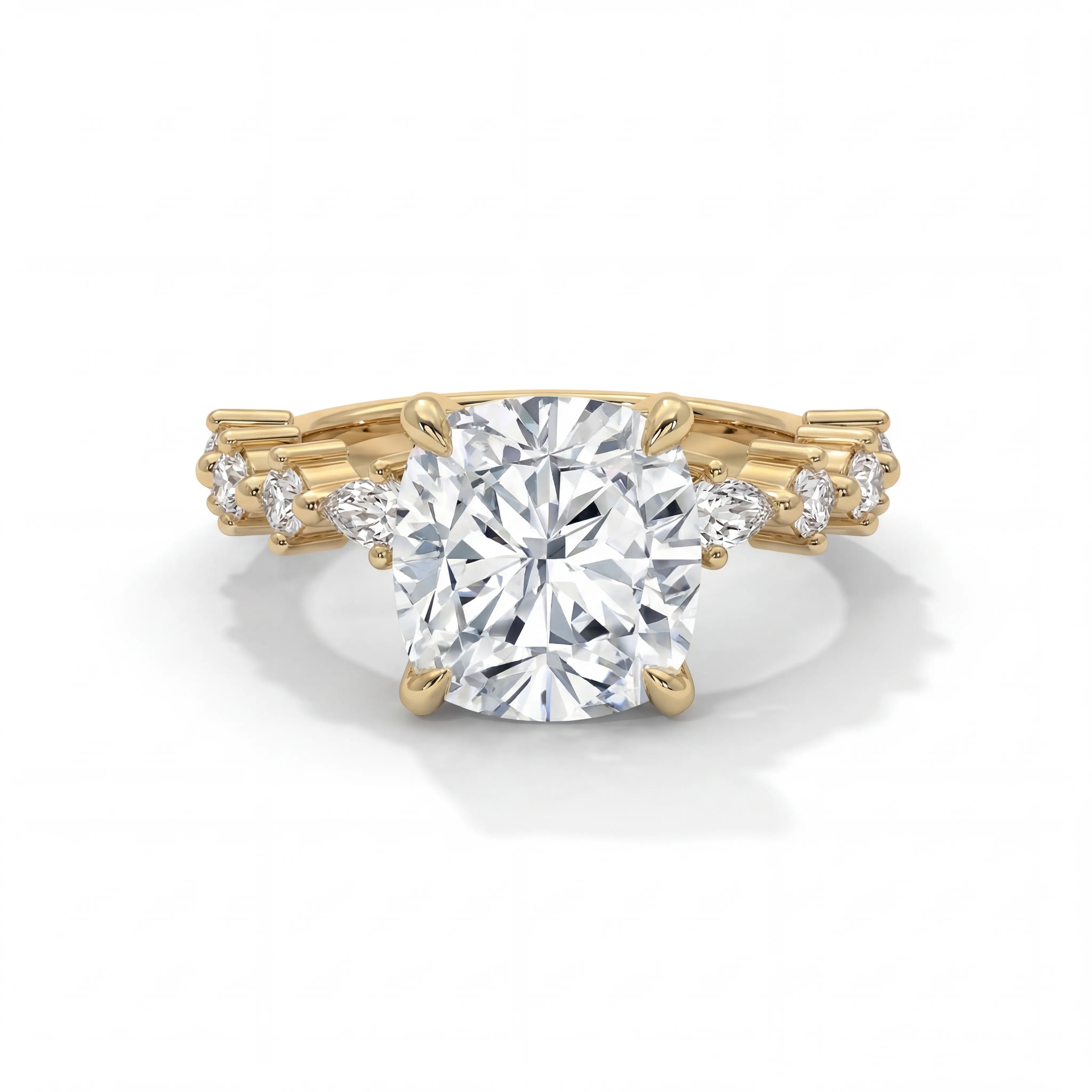 14k Yellow Gold / Cushion