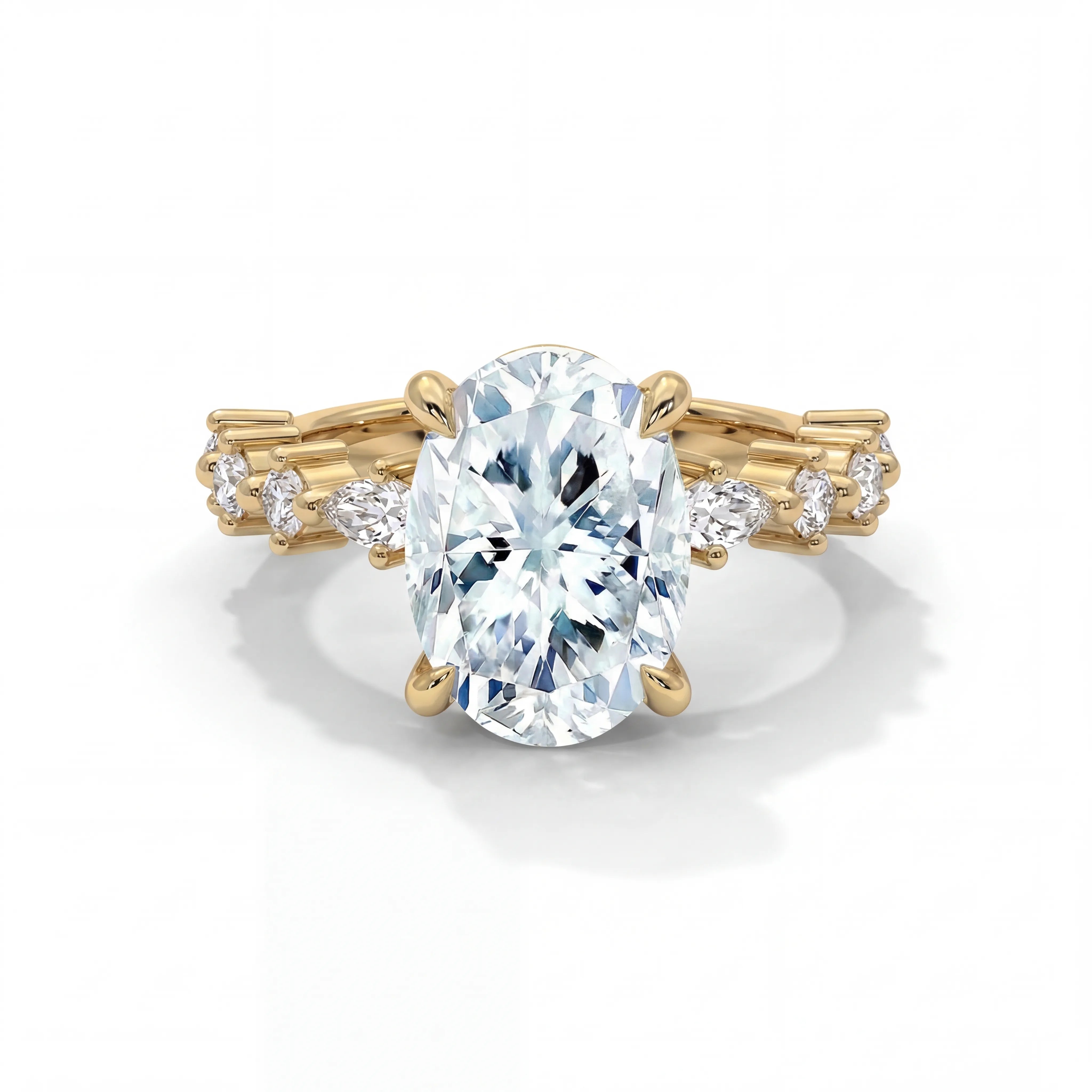 14k Yellow Gold / Long Cushion