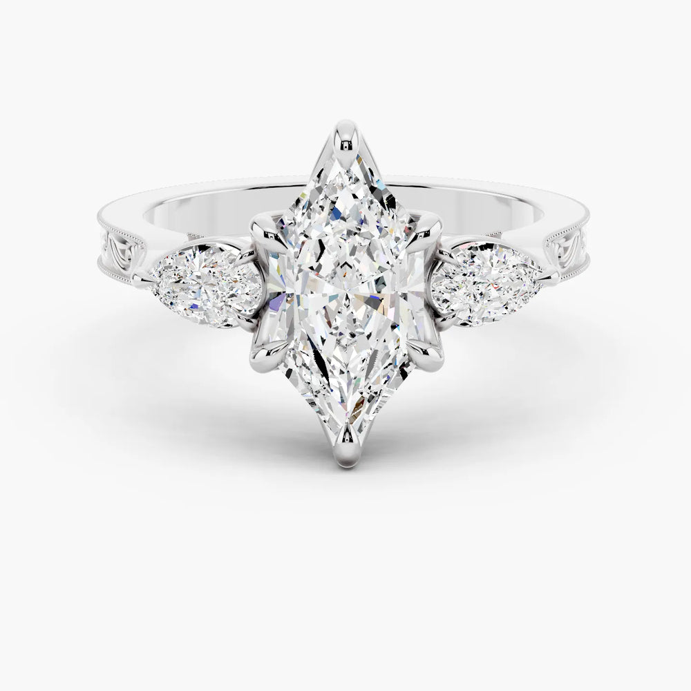 Nova Tulip Setting Dutch Marquise cut engagement ring in white gold